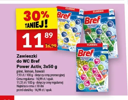 Zawieszki do WC Bref Power Activ hawaii 3-pak promocja w Twój Market