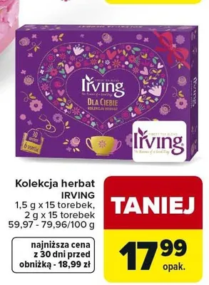 Kolekcja herbat IRVING promocja w Carrefour Market