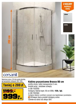 Kabina prysznicowa Brasco 80cm promocja w OBI