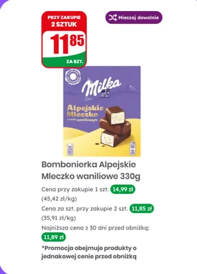 Bombonierka Alpejskie Mleczko waniliowe promocja w Dino