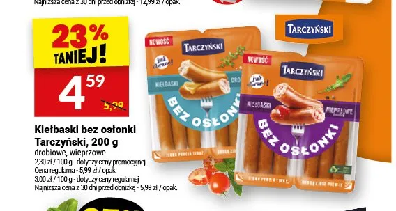 Kiełbaski bez osłonki Tarczyński wieprzowe promocja w Twój Market