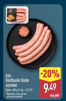 Kiełbaski białe surowe BBQ promocja w Aldi