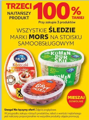 Śledzie marki Mors na stoisku samoobsługowym promocja w Kaufland