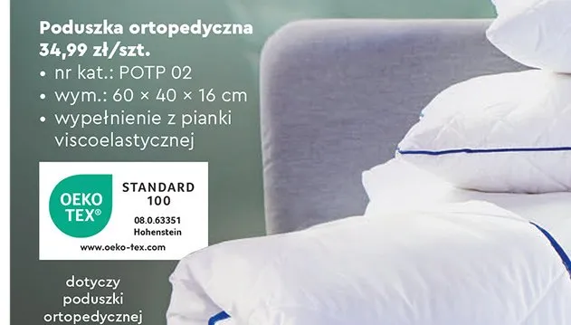 Poduszka ortopedyczna SMUKEE 60x40x16 cm promocja w Biedronka
