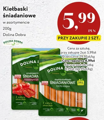 Kiełbaski śniadaniowe z suszonymi pomidorami Dolina Dobra promocja w Market Point