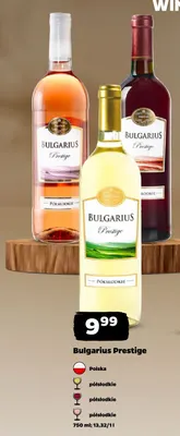 Wino białe Bulgarius Prestige półsłodkie promocja w Netto