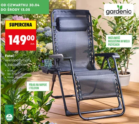 Fotel wielopozycyjny z podnóżkiem Gardenic promocja w Biedronka