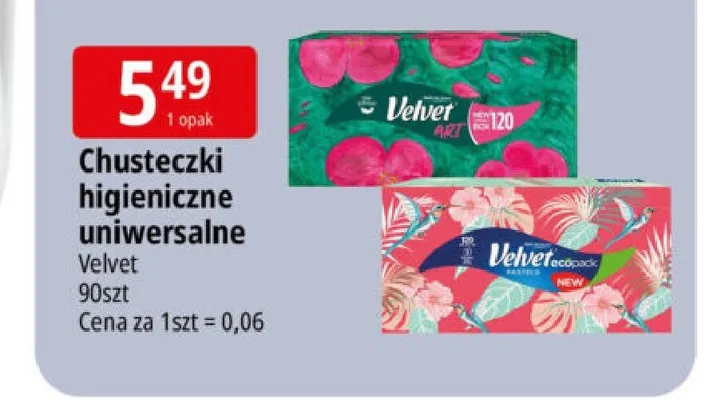 Chusteczki higieniczne uniwersalne Velvet promocja w Leclerc