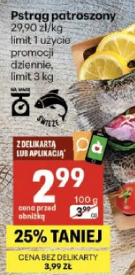 Pstrąg patroszony promocja w Delikatesy Centrum