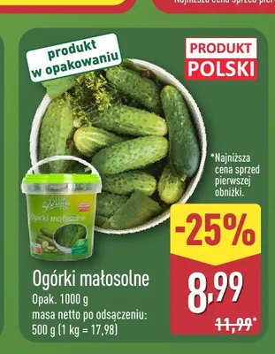 Ogórki małosolne polskie promocja w Aldi