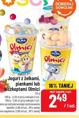 Jogurt z żelkami, piankami lub biszkoptami Olmíci promocja w POLOmarket