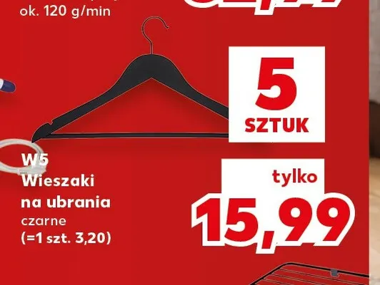 Wieszaki na ubrania czarne W5 promocja w Kaufland
