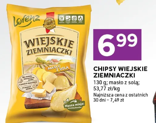 Chipsy wiejskie ziemniaczki masło z solą promocja w Stokrotka