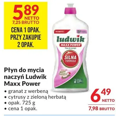 Płyn do mycia naczyń Ludwik Maxx Power granat z werbeną promocja w Makro