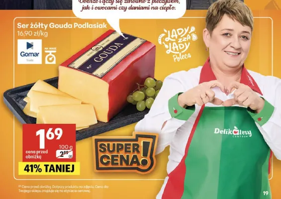 Ser żółty Gouda Podlasiak promocja w Delikatesy Centrum
