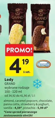 Lody Grand almond Koral promocja w Intermarche