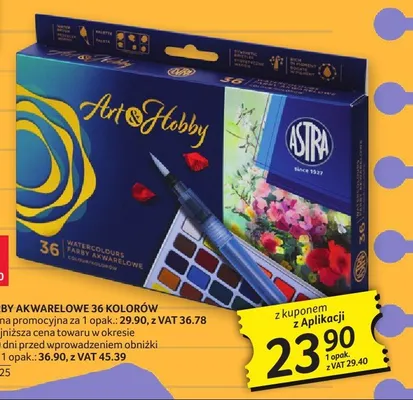 Farby akwarelowe 36 kolorów Astra Art & Hobby promocja w Selgros