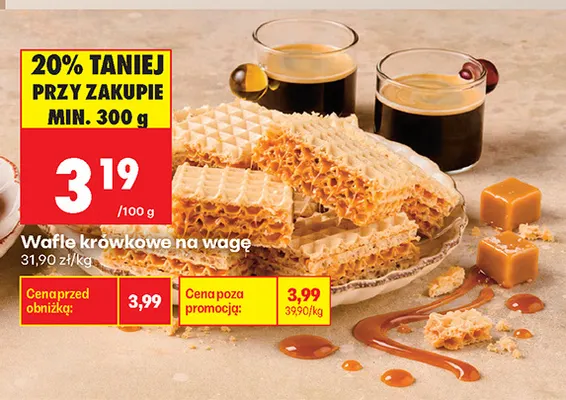 Wafle krówkowe na wagę promocja w Biedronka
