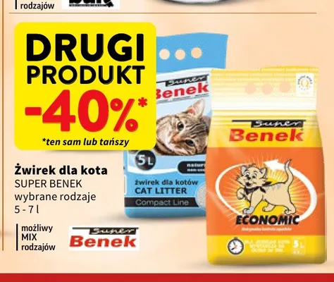 Żwirek dla kota Super Benek Compact Line 5 l promocja w Intermarche