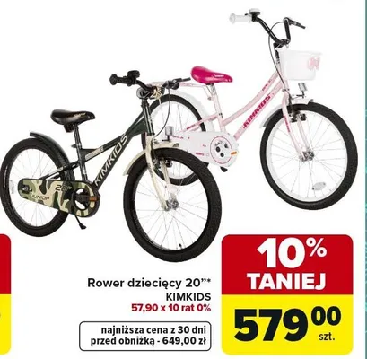 Rower dziecięcy 20" Kimkids promocja w Carrefour