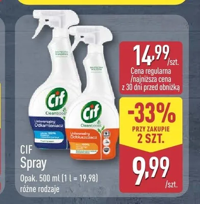 Spray czyszczący Cif Cleanboost Odtłuszczacz promocja w Aldi