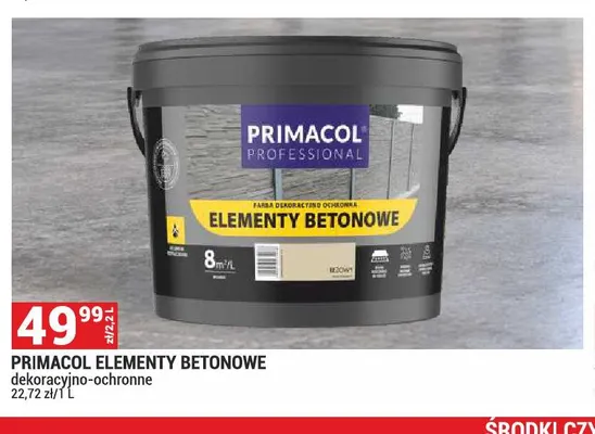 Farba do elementów betonowych dekoracyjno-ochronna Primacol promocja w Merkury Market