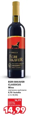 Wino czerwone wytrawne Egri Bikaver Classicus promocja w Kaufland