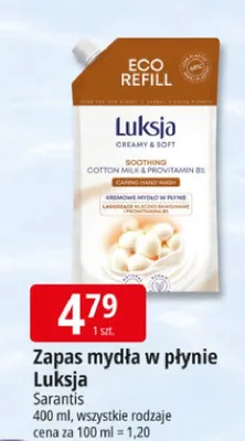Zapas mydła w płynie Luksja Creamy & Soft Sarantis promocja w Leclerc