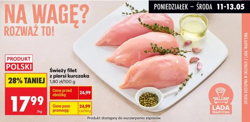 Świeży filet z piersi kurczaka polski promocja w Biedronka