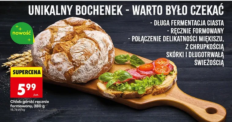 Chleb górski ręcznie formowany promocja w Biedronka