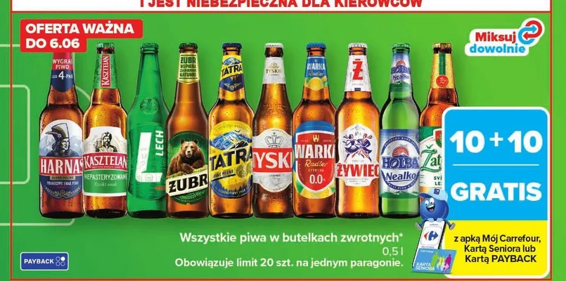 Piwo Harnaś Jasne Pełne promocja w Carrefour