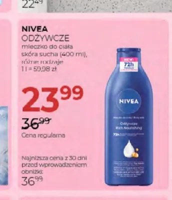 Mleczko do ciała odżywcze Nivea promocja w Drogerie Jawa