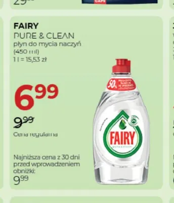 Płyn do mycia naczyń Fairy Pure & Clean promocja w Drogerie Jawa