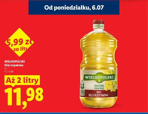 Olej rzepakowy Wielkopolski promocja w Lidl