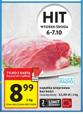 Łopatka wieprzowa bez kości promocja w Intermarche