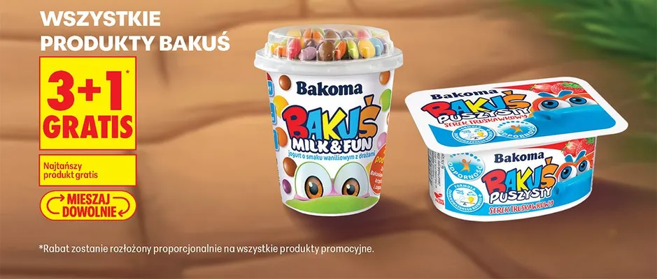 Wszystkie produkty Bakuś 3+1 GRATIS promocja w Biedronka