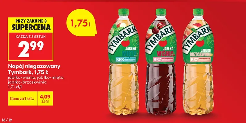 Napój niegazowany jabłko-mięta 1,75 l promocja w Biedronka