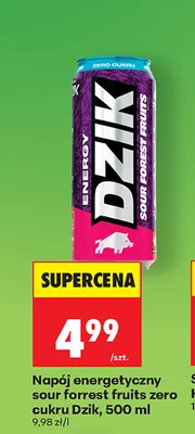 Napój energetyczny Dzik Energy Sour Forest Fruits zero cukru promocja w Biedronka