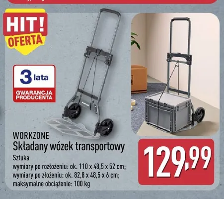 Składany wózek transportowy Workzone promocja w Aldi