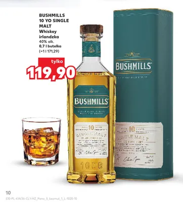 Whiskey irlandzka Bushmills 10 YO Single Malt promocja w Kaufland