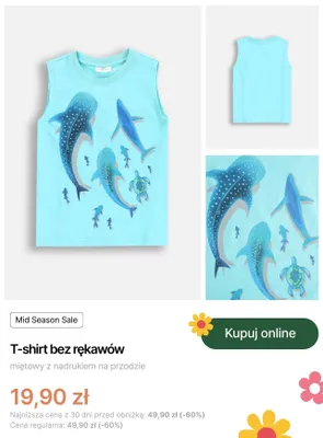 T-shirt bez rękawów Coccodrillo miętowy z nadrukiem na przodzie promocja w Coccodrillo