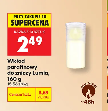 Wkład parafinowy do zniczy Lumía promocja w Biedronka
