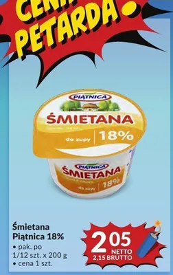 Śmietana Piątnica 18% promocja w Makro
