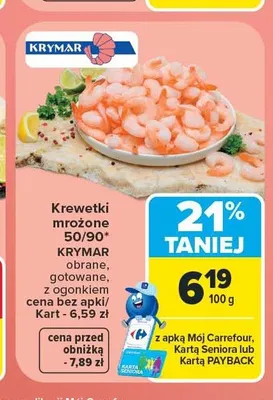 Krewetki mrożone 50/90 Krymar promocja w Carrefour