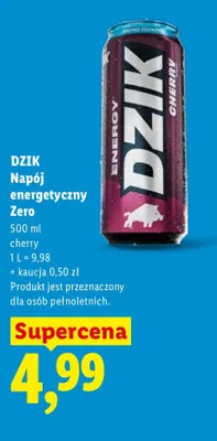 Napój energetyczny Zero cherry Dzik promocja w Lidl