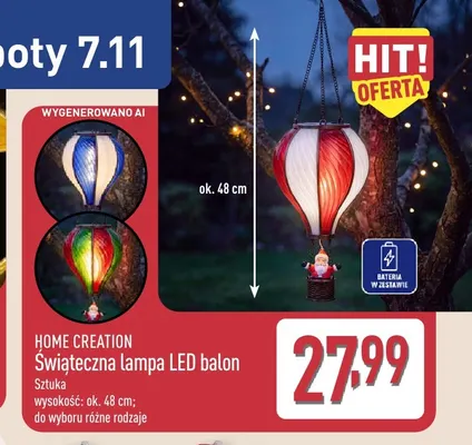 Świąteczna lampa LED balon Home Creation promocja w Aldi
