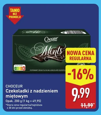 Czekoladki z nadzieniem miętowym Choceur promocja w Aldi