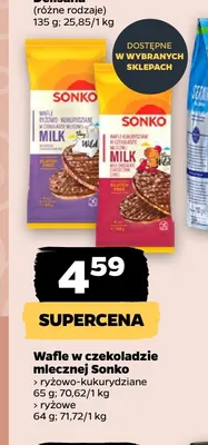 Wafle w czekoladzie mlecznej ryżowe Sonko promocja w Netto