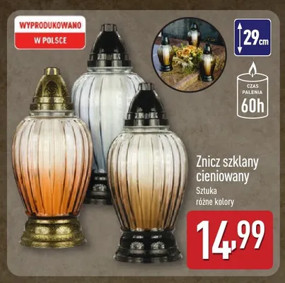 Znicz szklany cieniowany promocja w Aldi