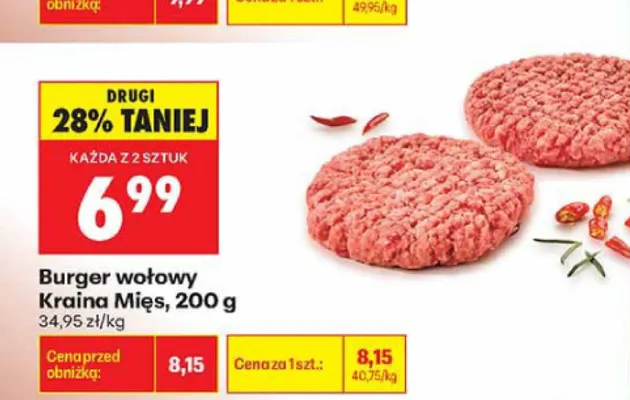 Burger wołowy Kraina Mięs promocja w Biedronka